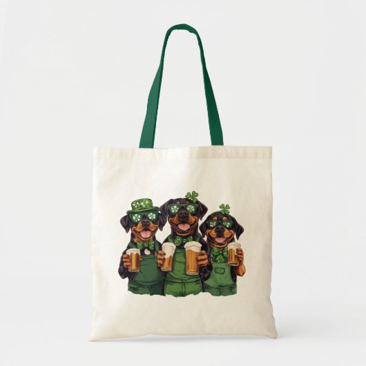 St. Patrick's Day Rottweiler Honden Tote Bag (Voorkant)