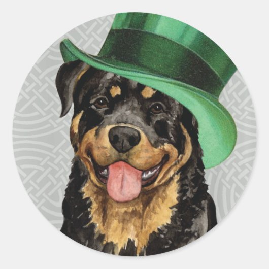 St. Patrick's Day Rottweiler Ronde Sticker (Voorkant)