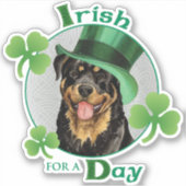 St. Patrick's Day Rottweiler Vinyl Sticker (Voorkant)