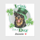 St. Patrick's Day Rottweiler Vinyl Sticker (Vel)