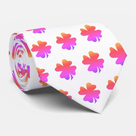 St. Patrick's Day Roze Witte Klaver Geschenk Favor Stropdas (Opgerold)