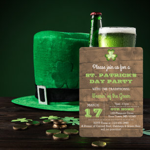 St. Patrick's Day rustieke feestuitnodiging Kaart