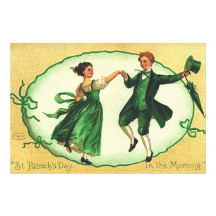 "St. Patrick's Day 's Morgens."  Vintage Kaart Foto Afdruk