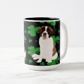 St. Patrick's Day Saint Bernard Tweekleurige Koffiemok (Voorkant rechts)