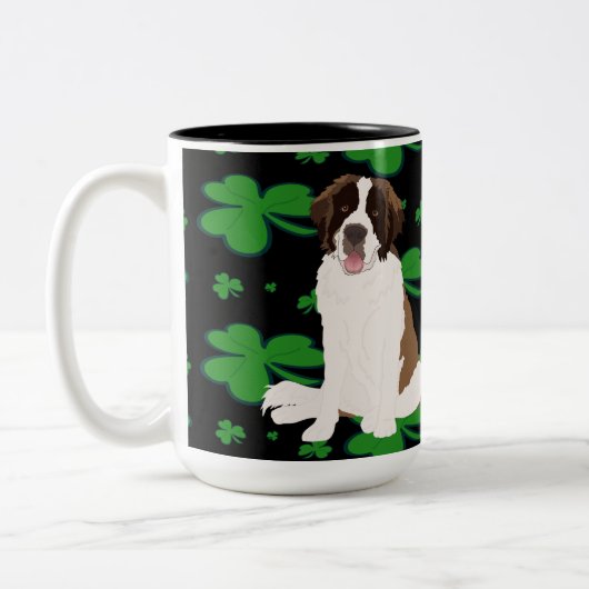 St. Patrick's Day Saint Bernard Tweekleurige Koffiemok (Links)