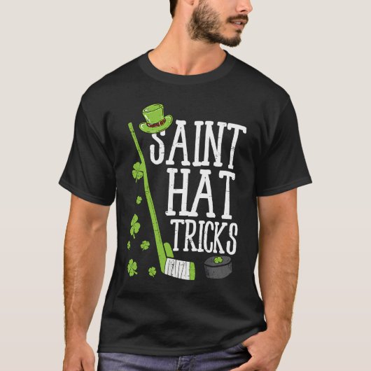 St Patricks Day Saint Hat Tricks Hockey Shamrock K T-shirt (Voorkant)