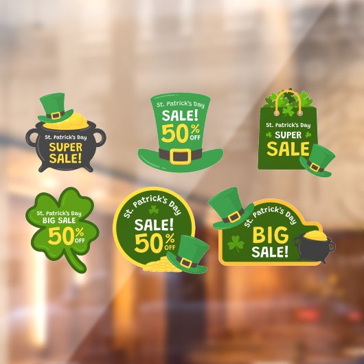 St. Patrick's Day Sale Collectie 6 Bedrijf Raamsticker (Vel 2)