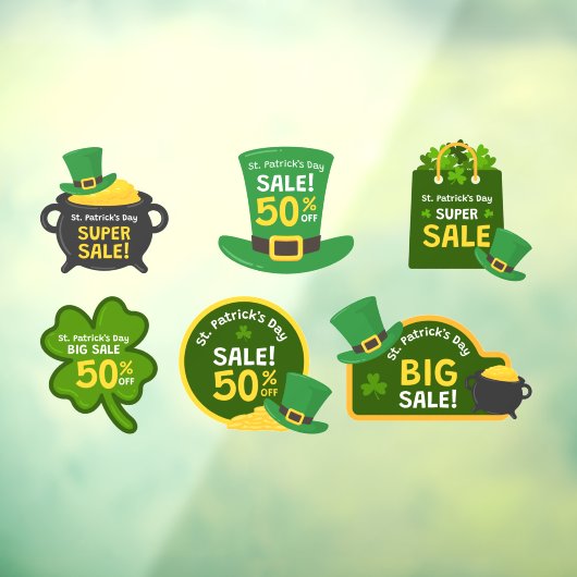 St. Patrick's Day Sale Collectie 6 Bedrijf Raamsticker (Vel 3)
