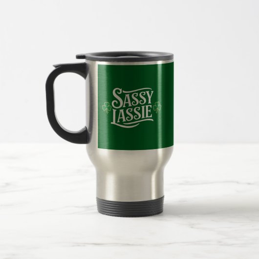 St Patricks Day Sassy Lassie Grappig Iers meisje Reisbeker (Links)