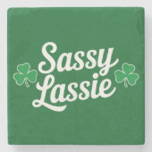 St Patricks Day Sassy Lassie Grappig Iers Stenen Onderzetter (Voorkant)