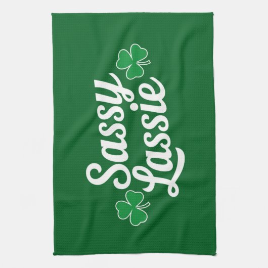 St Patricks Day Sassy Lassie Grappig Iers Theedoek (Verticaal)