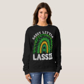 St Patricks Day Sassy Little Lassie Boho Leopard R Trui (Voorkant volledig)