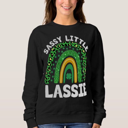 St Patricks Day Sassy Little Lassie Boho Leopard R Trui (Voorkant)