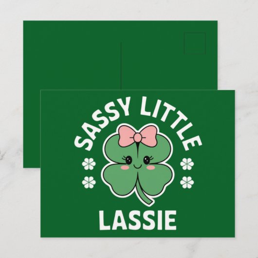 St Patricks Day Sassy Little Lassie Kinder Meisje Briefkaart (Voorkant / Achterkant)