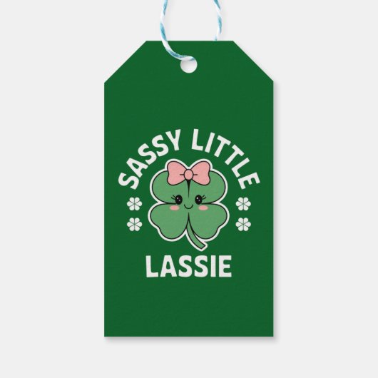 St Patricks Day Sassy Little Lassie Kinder Meisje Cadeaulabel (Achterkant)