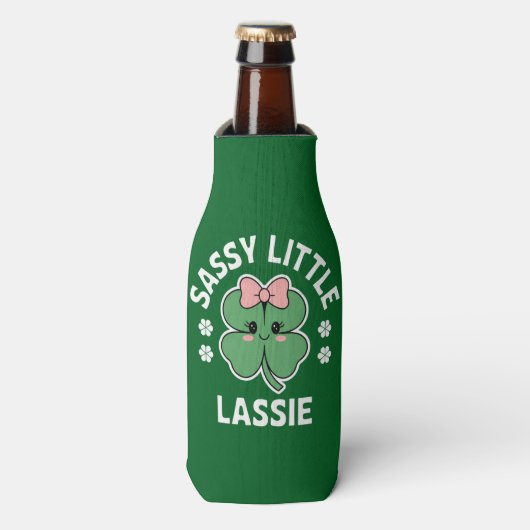 St Patricks Day Sassy Little Lassie Kinder Meisje Flesjeskoeler (Fles Voorkant)