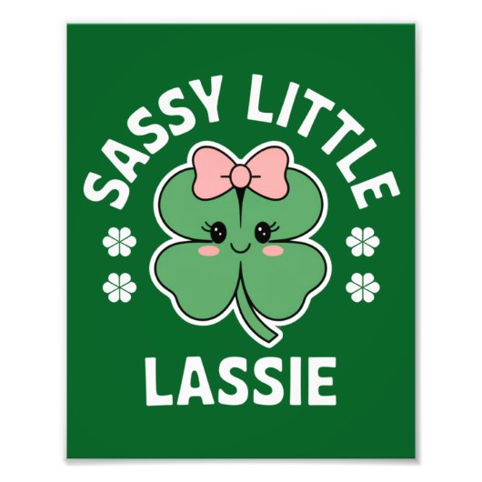 St Patricks Day Sassy Little Lassie Kinder Meisje Foto Afdruk (Voorkant)