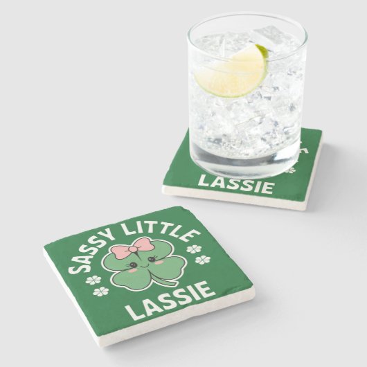 St Patricks Day Sassy Little Lassie Kinder Meisje Stenen Onderzetter (Zijkant)