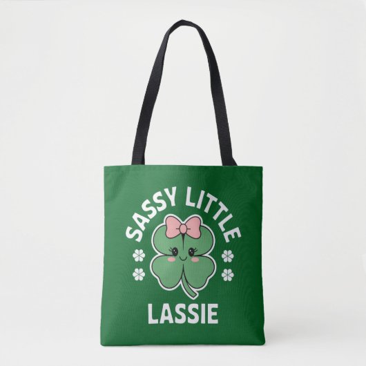 St Patricks Day Sassy Little Lassie Kinder Meisje Tote Bag (Voorkant)