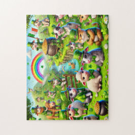 St. Patrick's Day, schapen koeien katten, kabouter Legpuzzel