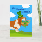 St Patrick's Day Schattig Basket Basset Hound Kaart (Voorkant)