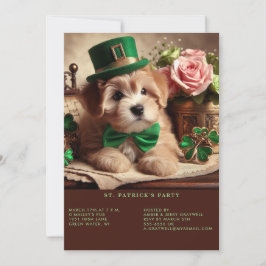 St Patrick's Day Schattig pluizig puppy groen Pet Kaart