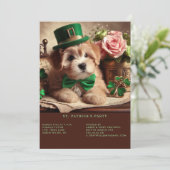 St Patrick's Day Schattig pluizig puppy groen Pet Kaart (Staand voorkant)