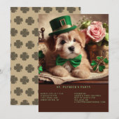 St Patrick's Day Schattig pluizig puppy groen Pet Kaart (Voorkant / Achterkant)