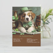 St Patrick's Day Schattig Puppy Groen Pet Boog Str Kaart (Staand voorkant)