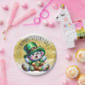 St. Patrick's Day Schattige Beer Groen Goud Lucky Papieren Bordje (Feest)