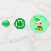 St. Patrick's Day Schattige Elf & Klavertjes Confetti (Achterkanten)
