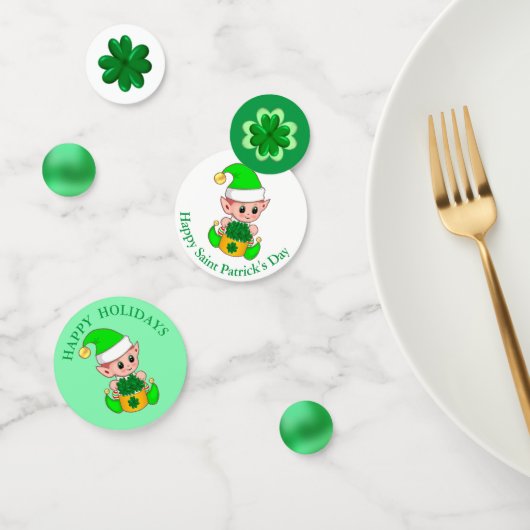St. Patrick's Day Schattige Elf & Klavertjes Confetti (Groep)