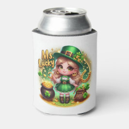 St. Patrick's Day Schattige Geanimeerd Meisje Lepr Blikjeskoeler
