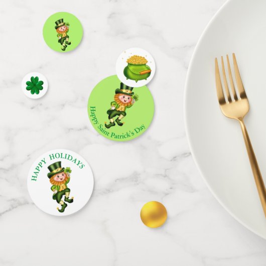 St. Patrick's Day Schattige Kabouter & Pot met Gou Confetti (Groep)
