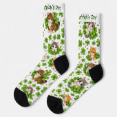 St. Patrick's Day Schattige Kitten & Shamrock Kat  Sokken (Links)