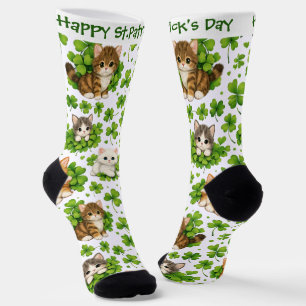 St. Patrick's Day Schattige Kitten & Shamrock Kat  Sokken