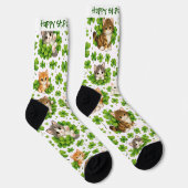 St. Patrick's Day Schattige Kitten & Shamrock Kat  Sokken (Rechts)