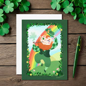 St. Patrick's Day Schattige Leprechaun Blank Briefkaart