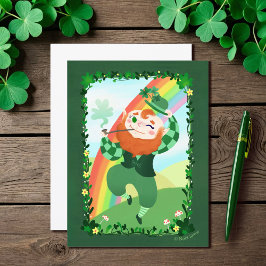 St. Patrick's Day Schattige Leprechaun Blank Briefkaart