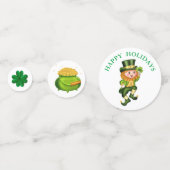 St. Patrick's Day Schattige Leprechaun & Pot met G Confetti (Achterkanten)