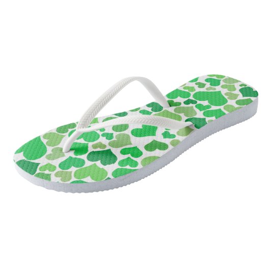 St Patricks Day Schattige Lucky Green Hearts Patte Teenslippers (Schuin)