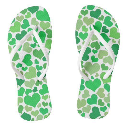 St Patricks Day Schattige Lucky Green Hearts Patte Teenslippers (Voetbed)