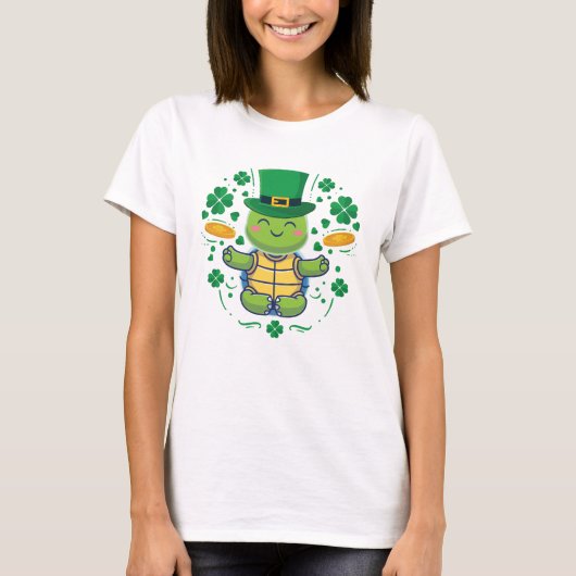 St Patrick's day schattige schildpad T-shirt (Voorkant)