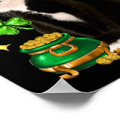 St Patricks Day Schattige Tuxedo Cat Shamrock Iris Poster (Hoek)