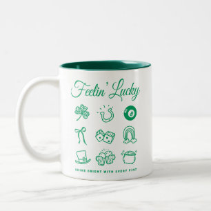 St Patricks Day Schattigee Doodle Art Lucky Irish Tweekleurige Koffiemok
