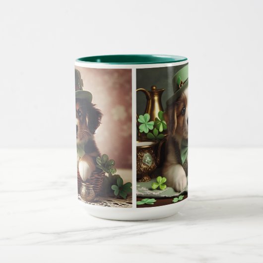 St Patrick's Day Schattigee Ierse bruine & witte P Mok (Midden)