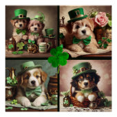 St Patrick's Day Schattigee Ierse Puppies Groene P Perfect Poster (Voorkant)