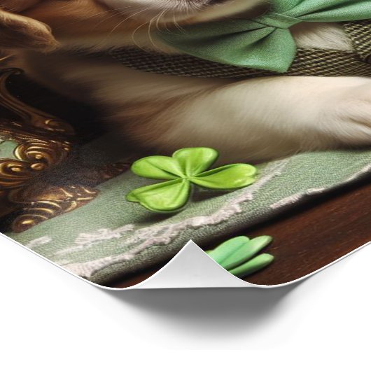 St Patrick's Day Schattigee Ierse Puppies Groene P Perfect Poster (Hoek)