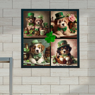 St Patrick's Day Schattigee Ierse Puppies Groene P Perfect Poster