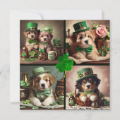 St Patrick's Day Schattigee Ierse Puppies in Groen Kaart (Voorkant)